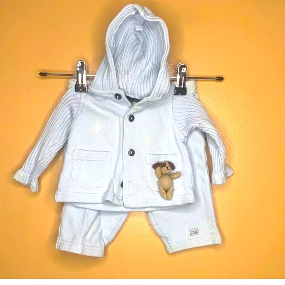 Marcel et Leon Baby Boys Size 03 Months 2pcs Set Long Sleeve Jacket Pants Hooded